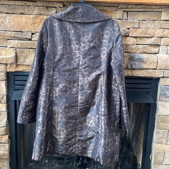 Ellen Tracy raincoat trench coat leopard black brown size Large new - Picture 5 of 6